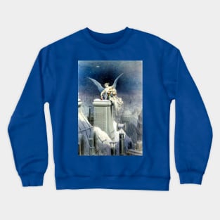 Christmas Eve - Gustave Dore Angel on snowy chimney Crewneck Sweatshirt